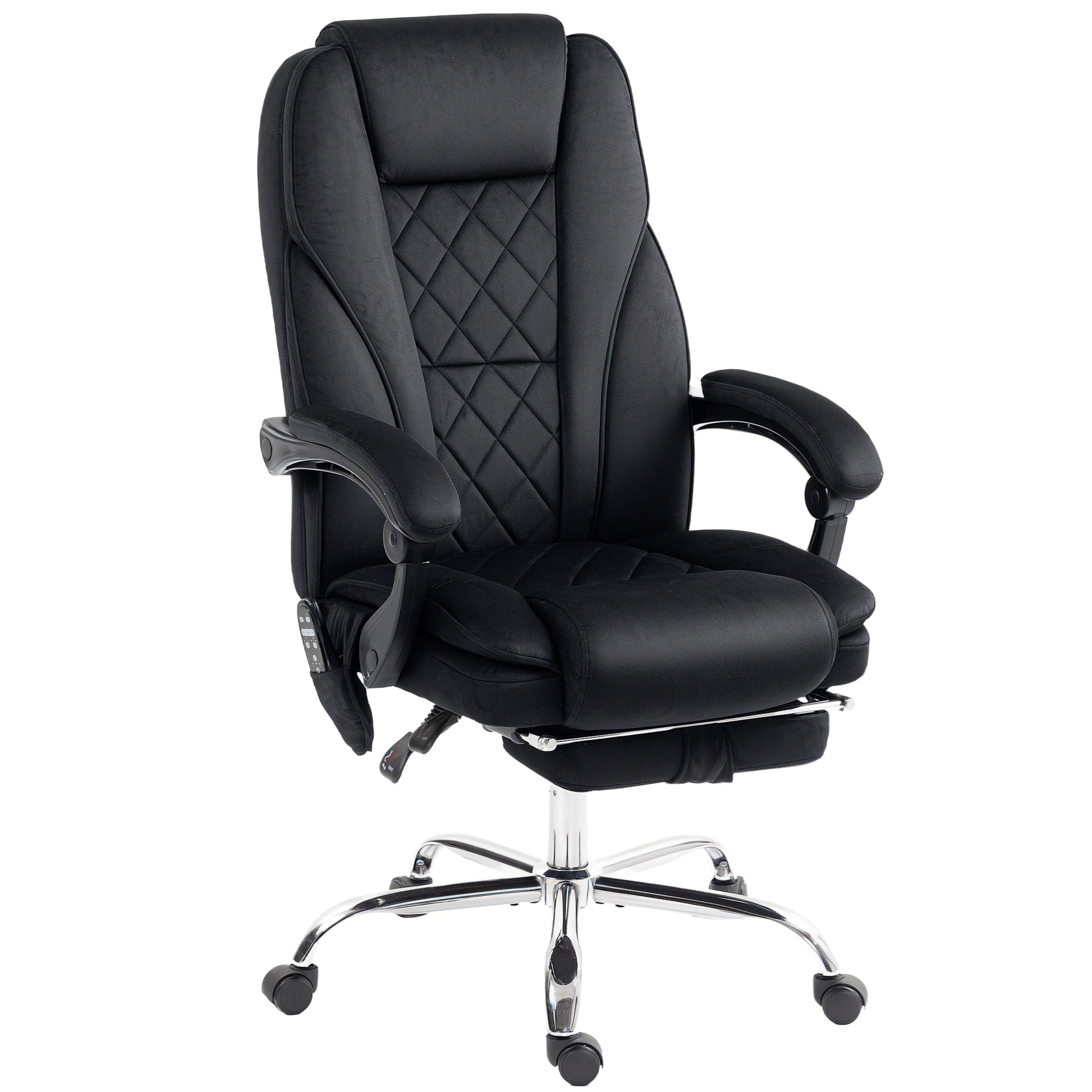 Photo of Vinsetto Massage Office Chair, Heated Reclining Computer Chair with Adjustable Height and Footrest, Black in Black colour on a white background