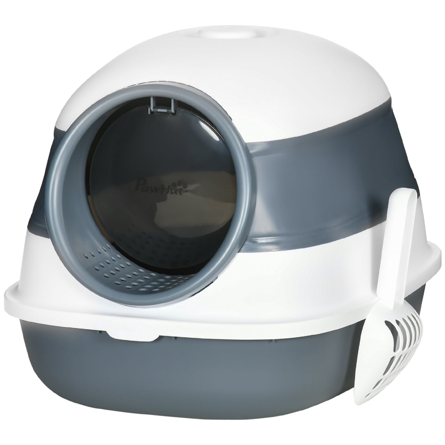Photo of PawHut Foldable Cat Litter Tray with Lid, Deodorant, Scoop, White in White colour on a white background