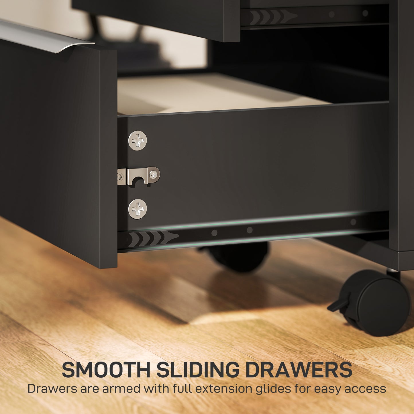 HOMCOM Three-Drawer Locking Filing Cabinet - Black