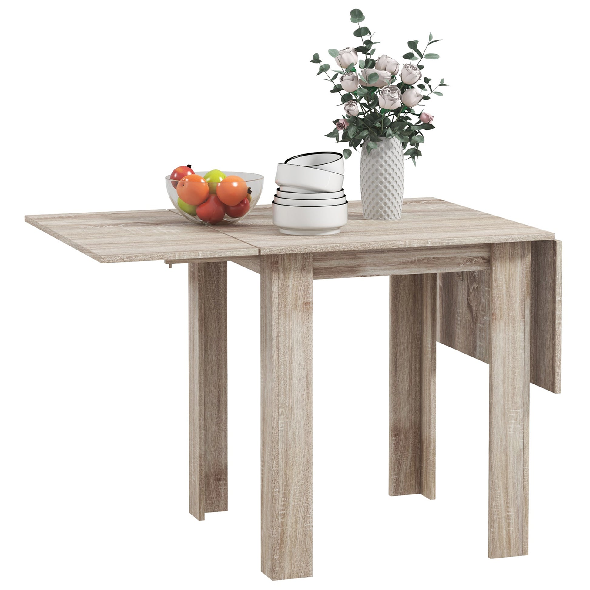 Photo of HOMCOM Four-Seater Drop Leaf Dining Table - Wood Effect in Effect colour on a white background