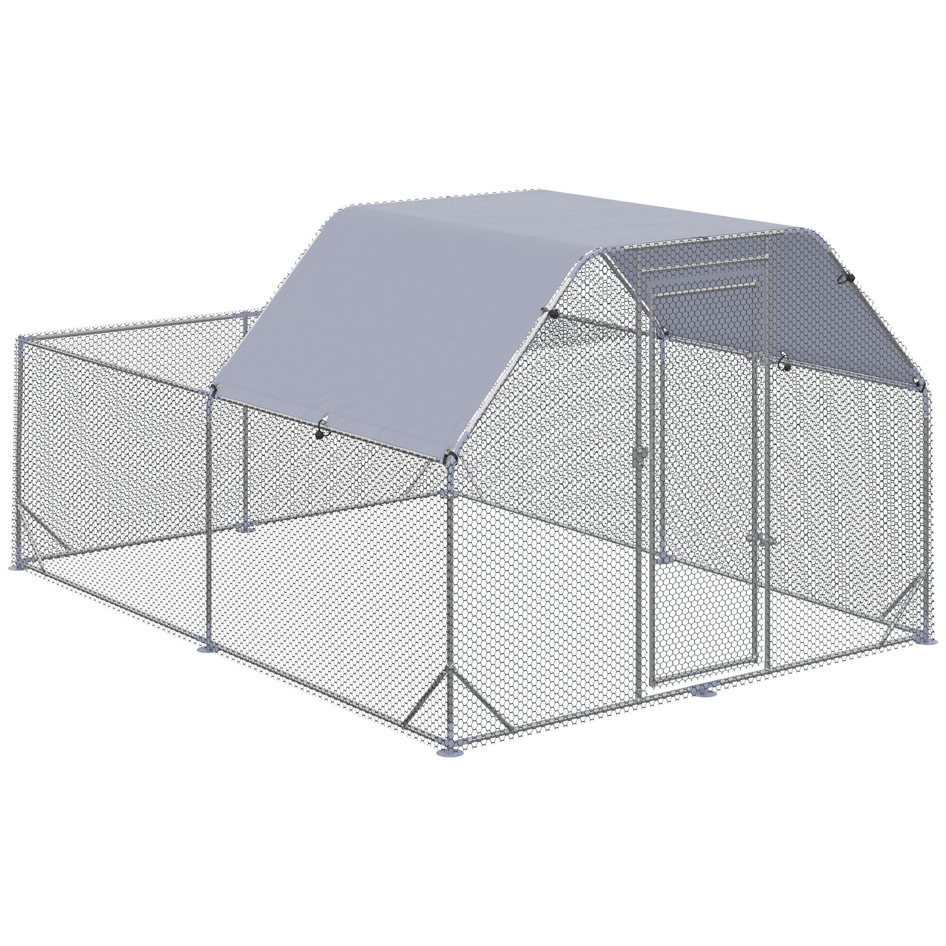 Photo of PawHut Walk In Chicken Run Chicken Coop with Roof Outdoor for 10-12 Chickens, Hen House, Duck Pen, 2.8 x 3.8 x 2 m in m colour on a white background