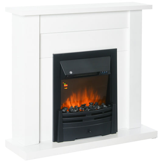 Photo of HOMCOM 40" Electric Firplace Suites & Mantelpiece w/LED Flames Remote Marble Stone Modern Curved Surround Intelligent Safe Tempered Glass Adjustable Thermal 1000W/2000W in 1000W/2000W colour on a white background