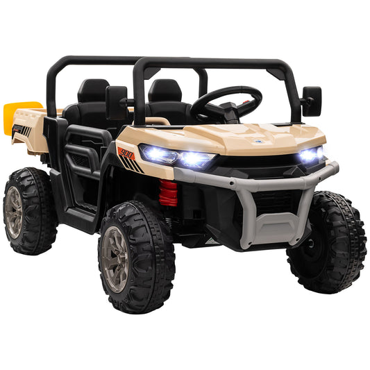 Photo of HOMCOM 12V 2 Seater Kids Electric Ride-On Car with Electric Bucket, Remote Control - Yellow in Yellow colour on a white background