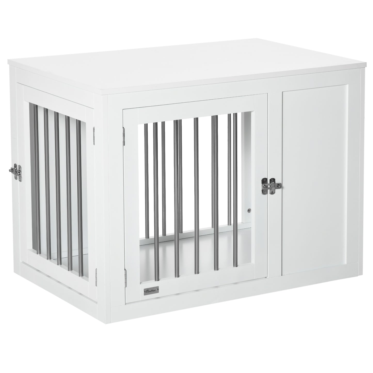 Photo of PawHut 2-in-1 Dog Cage and Side Table, with Two Lockable Doors, for Medium Dogs - White in White colour on a white background