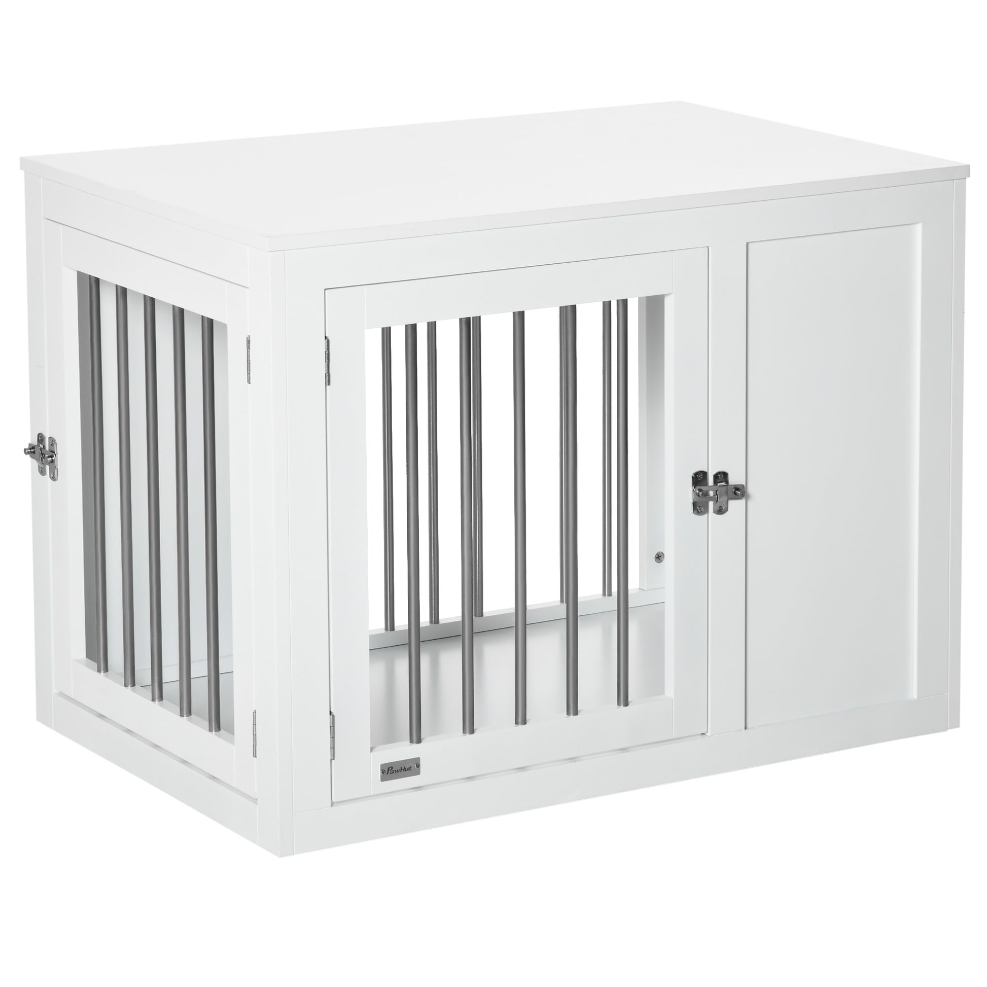 Photo of PawHut 2-in-1 Dog Cage and Side Table, with Two Lockable Doors, for Medium Dogs - White in White colour on a white background