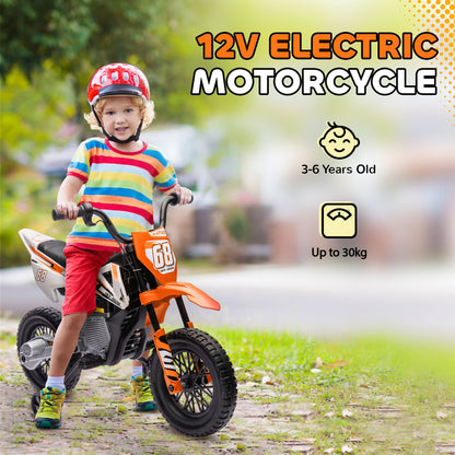 Orange kids' electric motorcycle ridden by a child