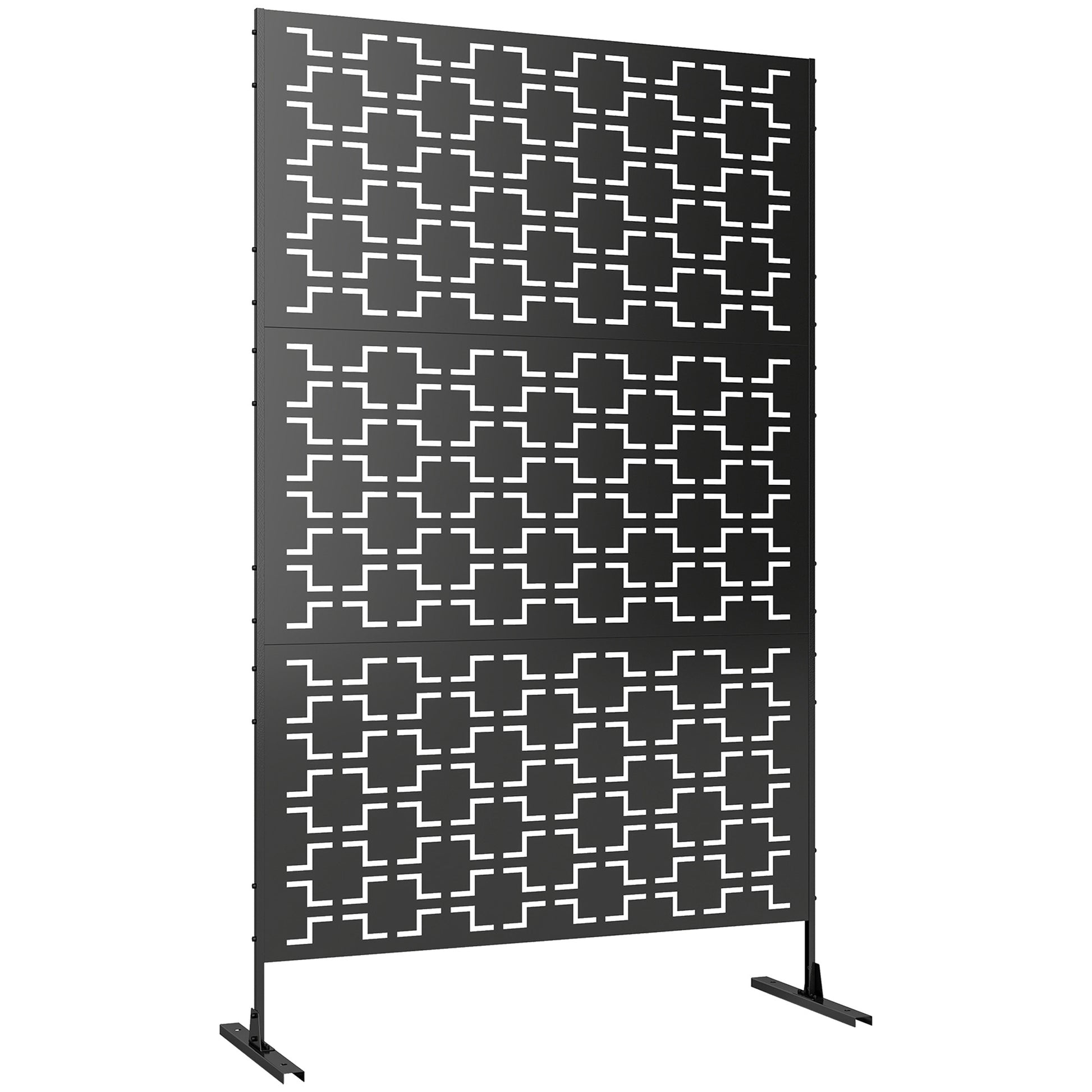 Photo of Outsunny Metal Decorative Privacy Screen Outdoor Divider, Black Grid in Grid colour on a white background
