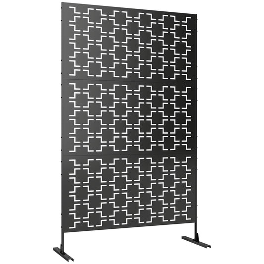 Photo of Outsunny Metal Decorative Privacy Screen Outdoor Divider, Black Grid in Grid colour on a white background