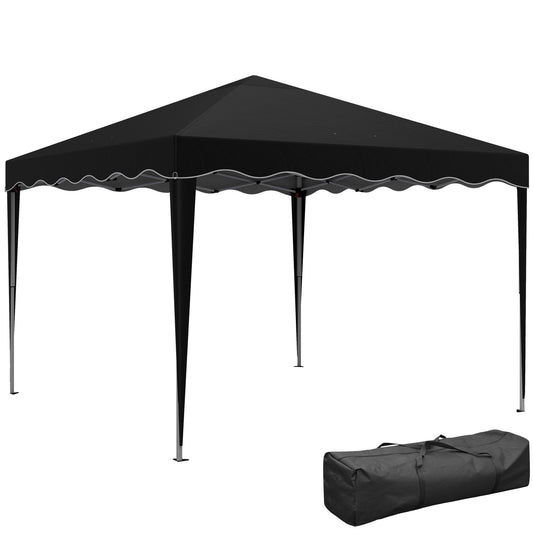 Photo of Outsunny 3 x 3cm Adjustable Height Pop-Up Gazebo, with Bag - Black in Black colour on a white background
