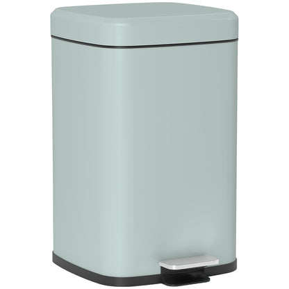 Light green 20L metal kitchen bin with a boxy shape, hinged lid and foot pedal.
