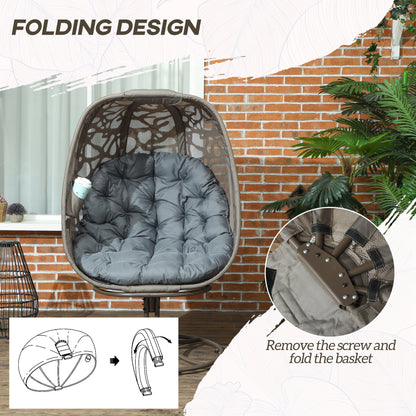 Outsunny egg chair with foldable basket seat and metal swivel base