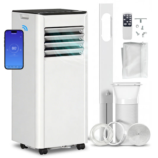 Photo of HOMCOM Portable Air Conditioner 9000 BTU, 4-in-1 AC Unit with Cool, Dehumidifier, Fan, Sleep Mode, WiFi Voice Remote Control in Control colour on a white background