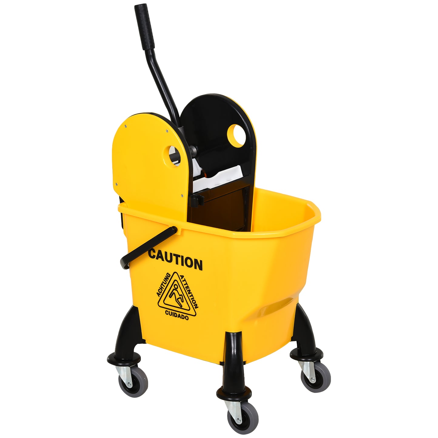 Photo of HOMCOM 25L Mop Bucket, with Wringer, Wheels and Handle - Yellow in Yellow colour on a white background
