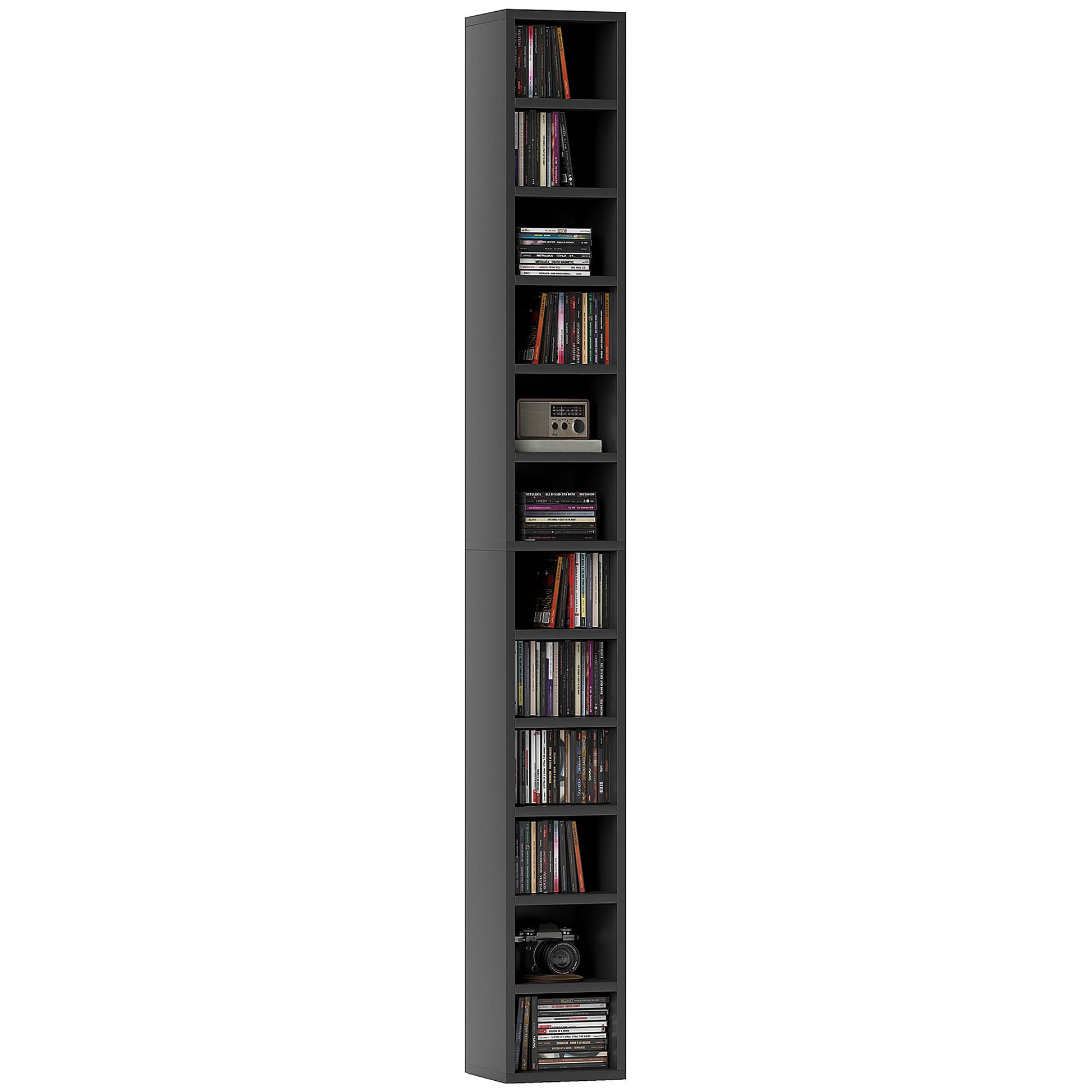 Photo of HOMCOM 204 CD Tall Narrow Media Storage Tower - Black in Black colour on a white background