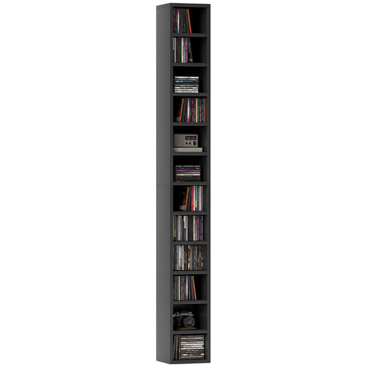 Photo of HOMCOM 204 CD Tall Narrow Media Storage Tower - Black in Black colour on a white background