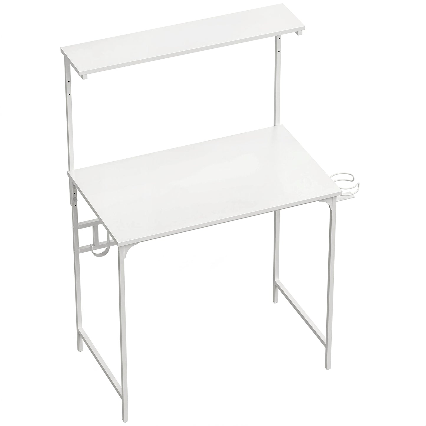 Photo of HOMCOM Computer Desk, 80cm Home Office Study Table with Hutch Shelf, Cup Holder, Headphone Hook, White in White colour on a white background