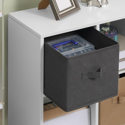 HOMCOM charcoal fabric drawer pulled out from a white cube cabinet