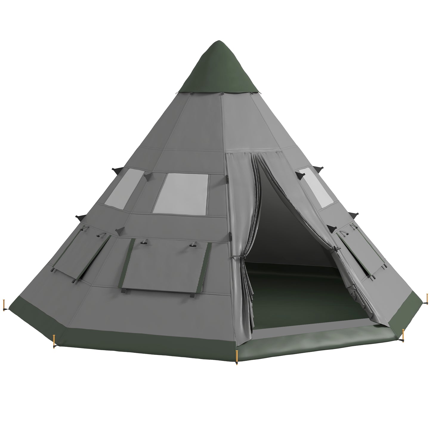 Photo of Outsunny 6 Men Tipi Tent with Carry Bag - Grey in Grey colour on a white background