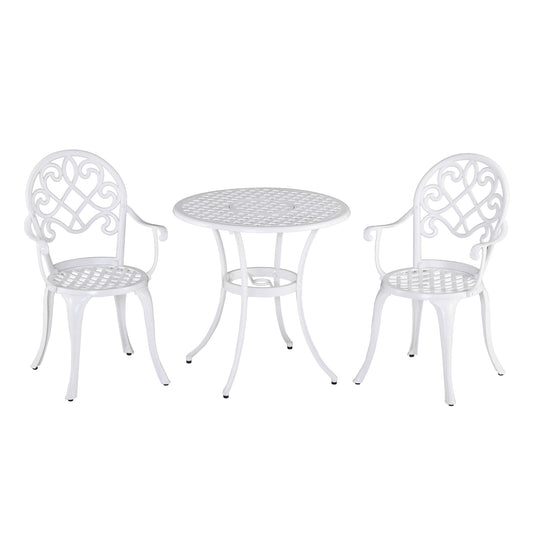 Photo of Outsunny Three-Piece Elegant Aluminium Garden Set - White in White colour on a white background