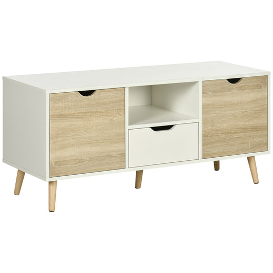 Photo of HOMCOM TV Unit Cabinet for TVs up to 50 Inches, TV Stand with Storage Cabinets and Drawer for Living Room and Bedroom, Natural in Natural colour on a white background