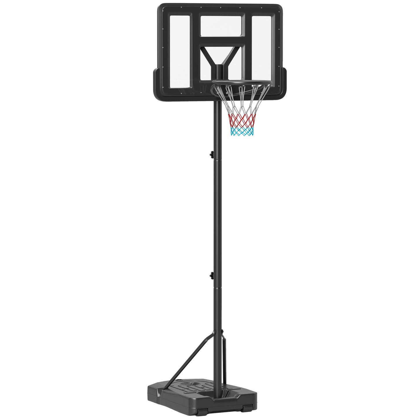 Photo of SPORTNOW Height Adjustable Basketball Stand Net Set System, Freestanding Basketball Hoop and Stand w/ Wheels, 200-305cm - Black in Black colour on a white background