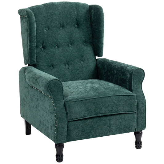 Photo of HOMCOM 150° Reclining Vintage Armchair, with footrest - Dark Green in Green colour on a white background