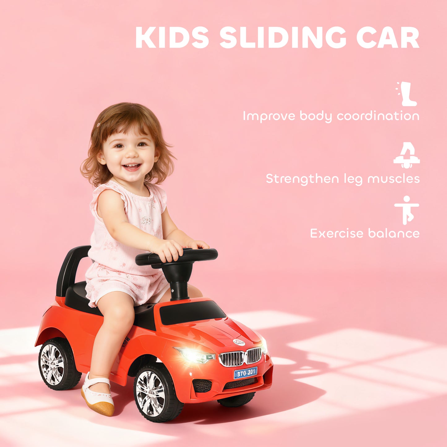 HOMCOM Ride on Car Baby Toddler Walker Foot to Floor Sliding Car Slider, Red