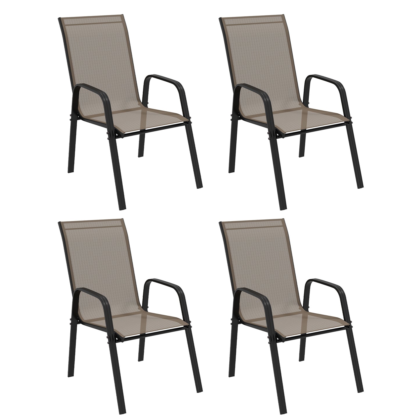 Photo of Outsunny Set of Four Stackable Mesh Seat Chairs - Grey in Grey colour on a white background