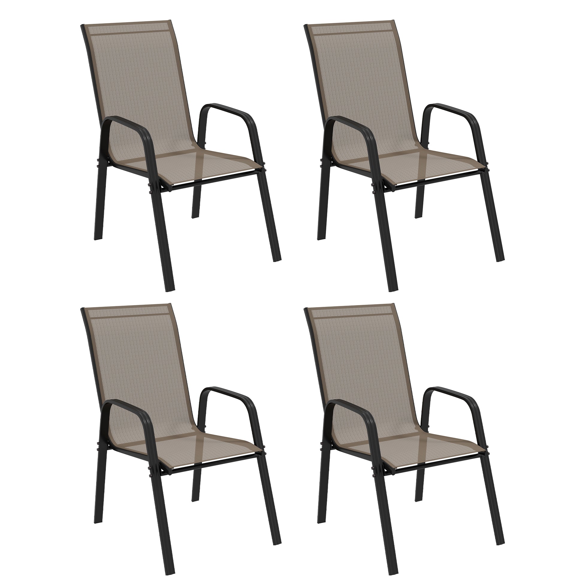 Photo of Outsunny Set of Four Stackable Mesh Seat Chairs - Grey in Grey colour on a white background