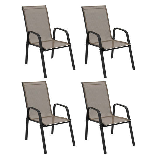 Photo of Outsunny Set of Four Stackable Mesh Seat Chairs - Grey in Grey colour on a white background