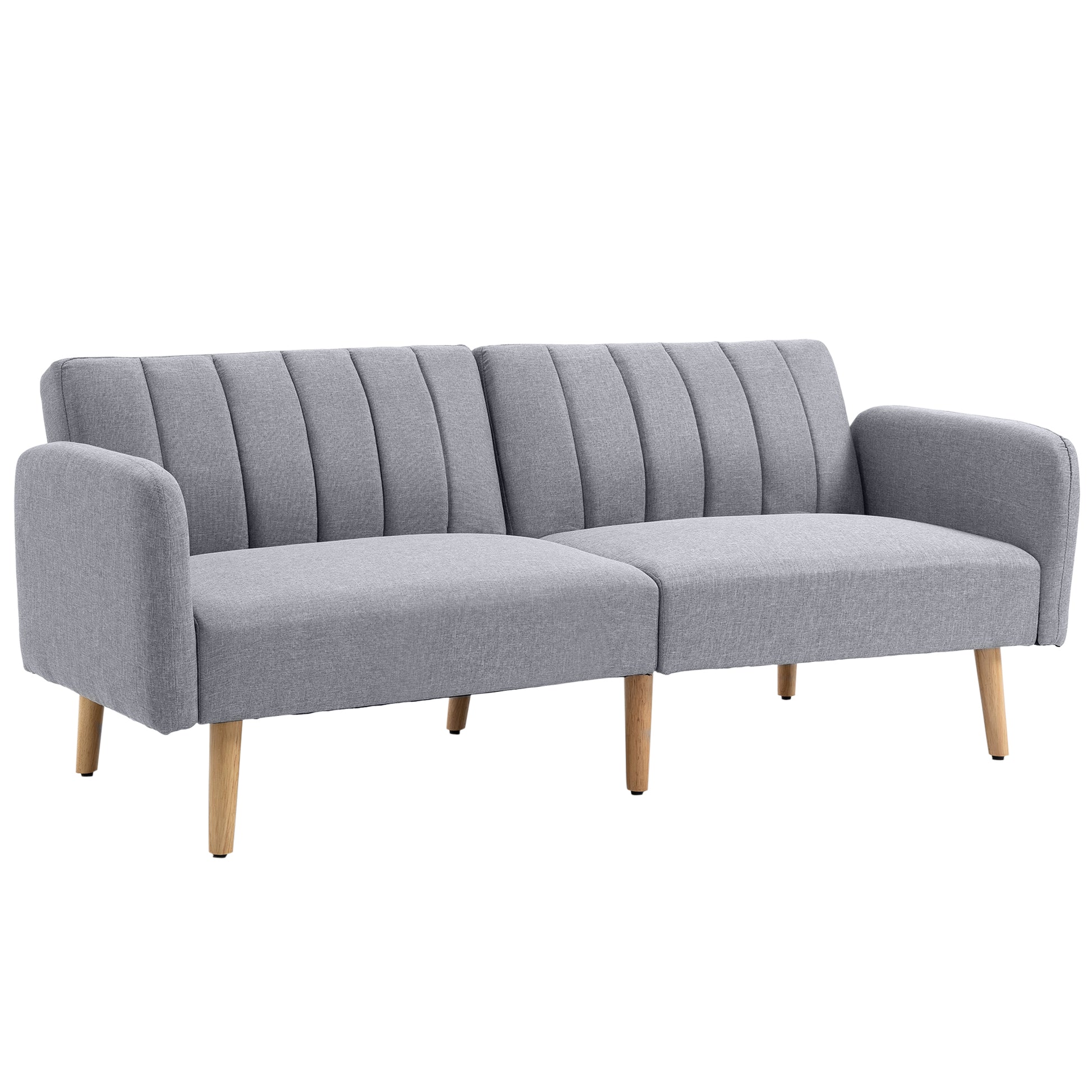 Photo of HOMCOM Three-Seater Sofa Bed, with Split Back - Light Grey in Grey colour on a white background