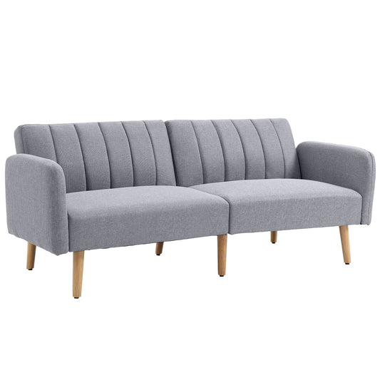 Photo of HOMCOM Three-Seater Sofa Bed, with Split Back - Light Grey in Grey colour on a white background