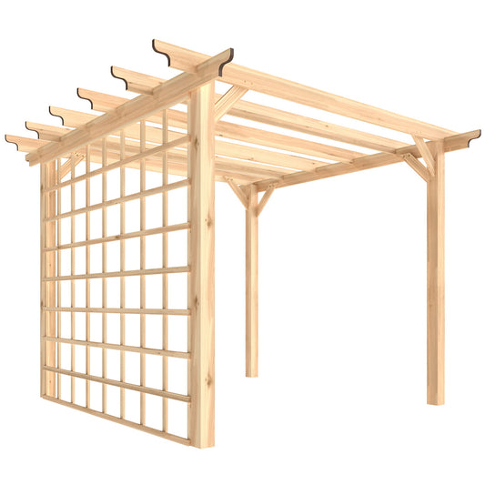 Photo of Outsunny 3 x 3 m Wooden Pergola Kit, Garden Pergola Gazebo Arch with Trellis for Climbing Vines, Flowers, Nature Wood Finish in Finish colour on a white background