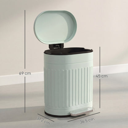 Light green kitchen bin shown open, with dimensions of 69 cm tall and 36.5 cm wide