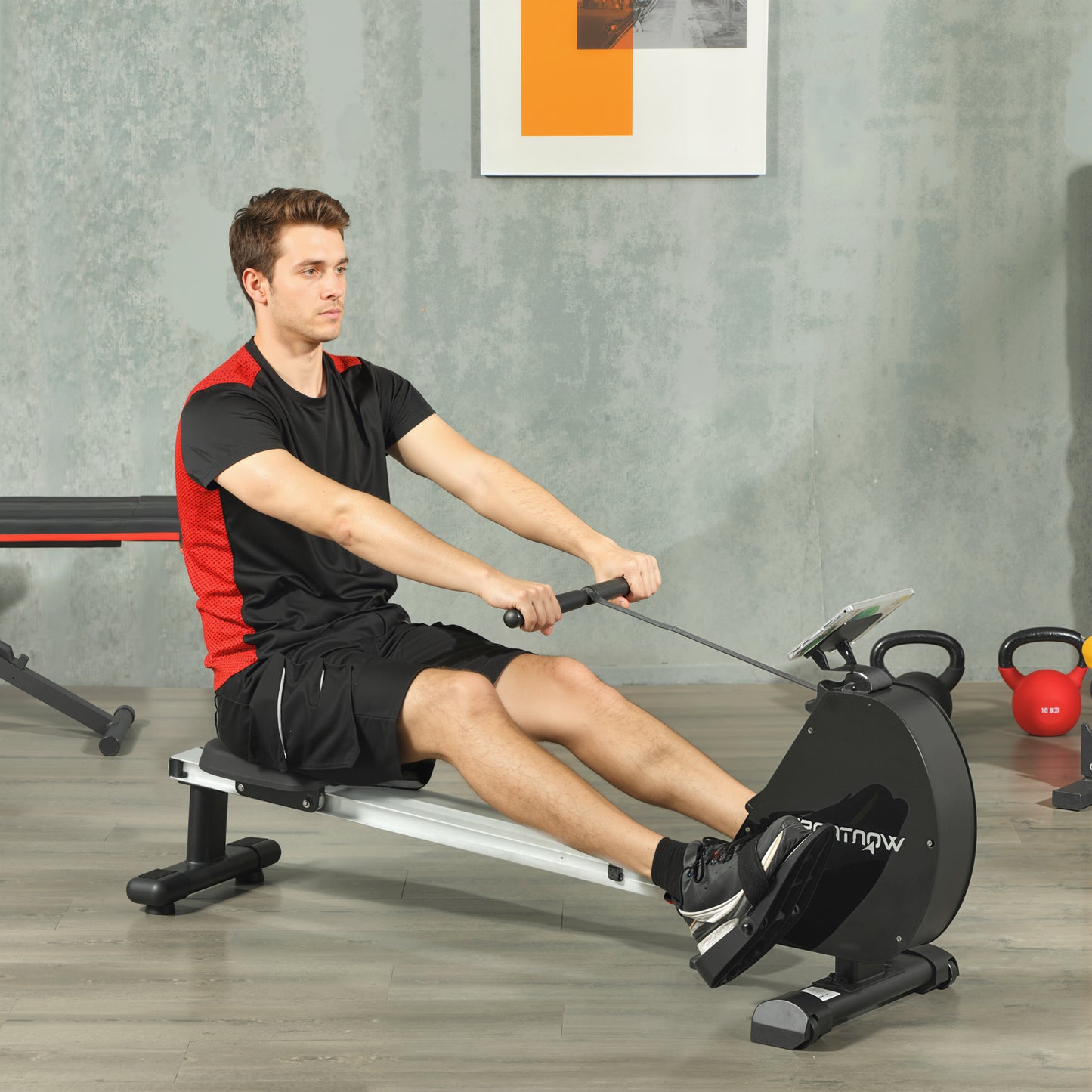 SPORTNOW Folding Magnetic Rowing Machine, with 16-Level Adjustable Resistance, Black