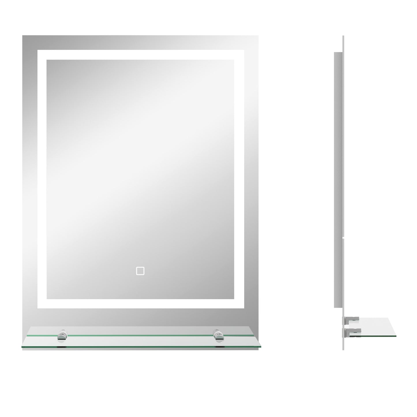 Photo of kleankin Large Vanity Mirror with Lights and Shelf, Illuminated bathroom Mirror with 3 Colour Brightness, Smart Touch, Anti-Fog in Anti-Fog colour on a white background