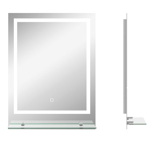 Photo of kleankin Large Vanity Mirror with Lights and Shelf, Illuminated bathroom Mirror with 3 Colour Brightness, Smart Touch, Anti-Fog in Anti-Fog colour on a white background