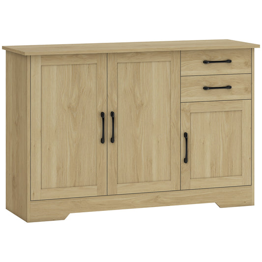 Photo of HOMCOM Sideboard with 2 Drawers Modern Storage Cabinet, Kitchen Cupboard with Adjustable Shelf and 3 Doors Natural in Natural colour on a white background
