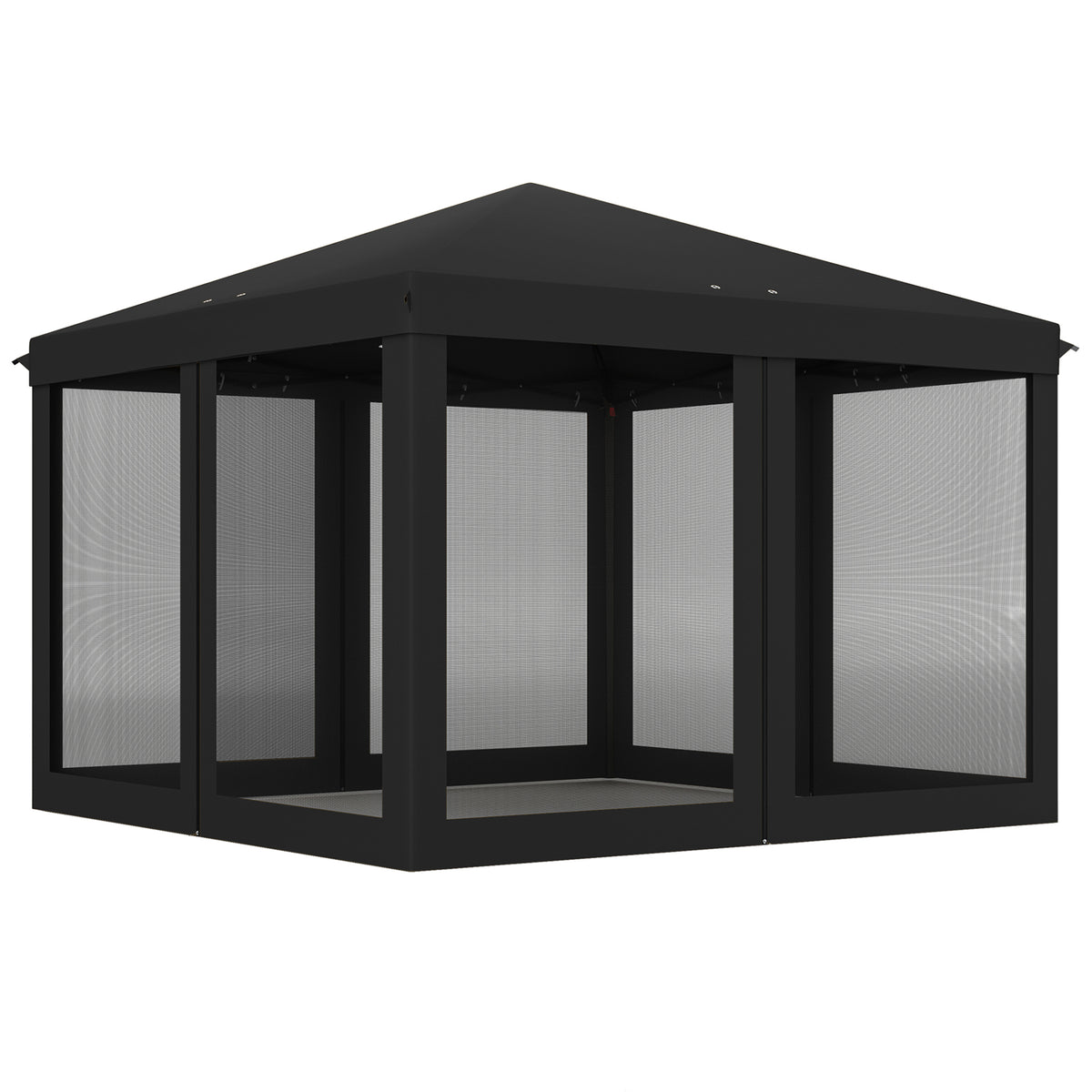 Outsunny black pop-up gazebo with a peaked canopy and mesh sidewalls