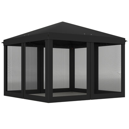 Outsunny black pop-up gazebo with a peaked canopy and mesh sidewalls