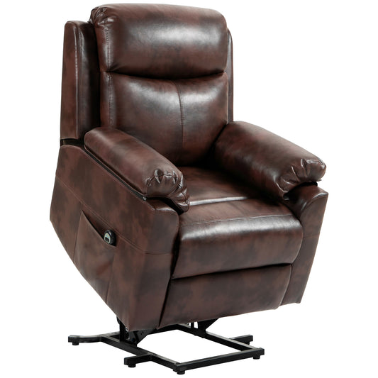 Photo of HOMCOM Faux Leather 70° Electric Riser Recliner Chair, Dark Brown in Brown colour on a white background
