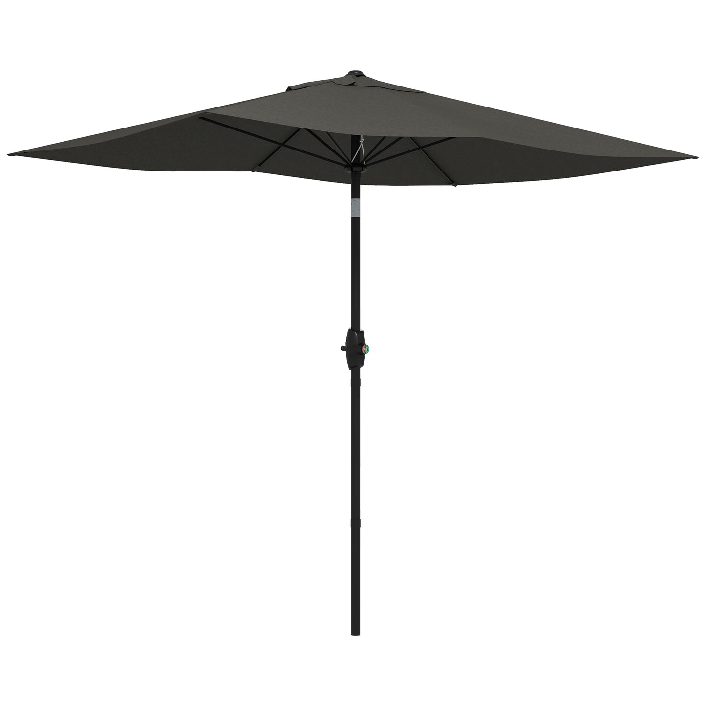 Photo of Outsunny 2 x 3(m) Garden Parasol Umbrella, Rectangular Outdoor Market Umbrella Sun Shade with Crank & Push Button Tilt, 6 Ribs, Aluminium Pole, Dark Grey in Grey colour on a white background