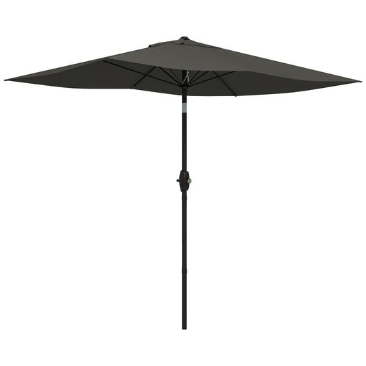 Photo of Outsunny 2 x 3(m) Garden Parasol Umbrella, Rectangular Outdoor Market Umbrella Sun Shade with Crank & Push Button Tilt, 6 Ribs, Aluminium Pole, Dark Grey in Grey colour on a white background