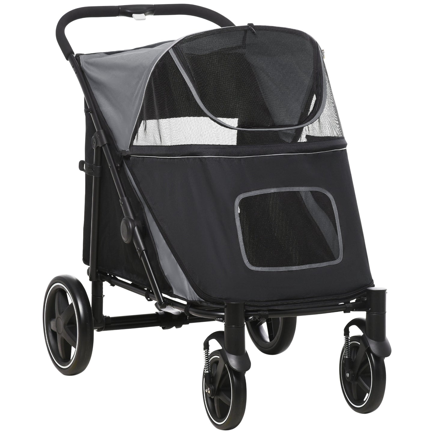 Photo of PawHut Foldable Pet Stroller, with Universal Wheels, Shock Absorber, for Medium and Large Dogs - Black in Black colour on a white background