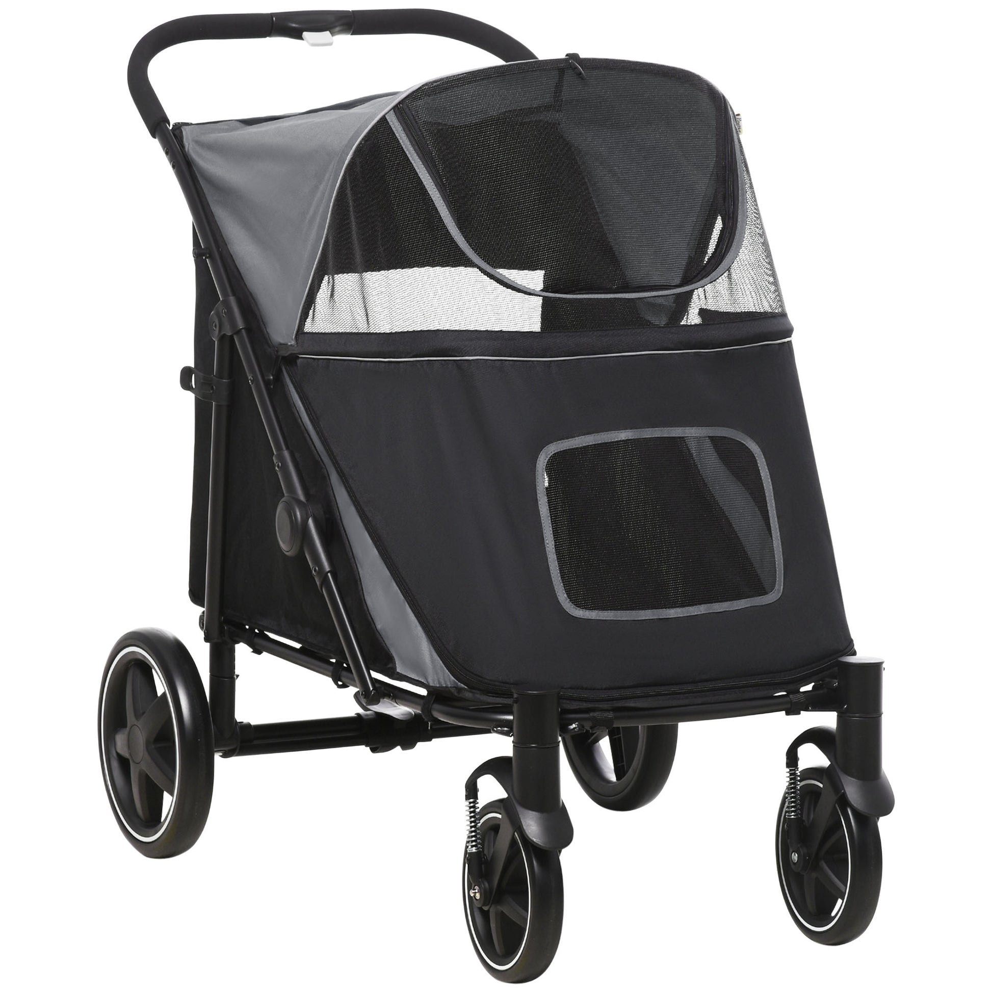 Photo of PawHut Foldable Pet Stroller, with Universal Wheels, Shock Absorber, for Medium and Large Dogs - Black in Black colour on a white background