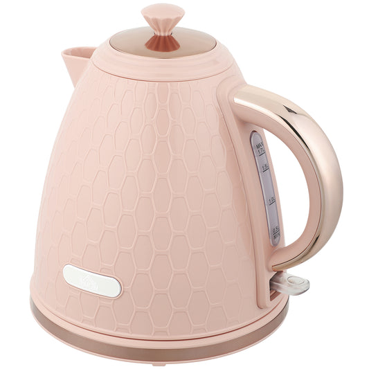 Photo of HOMCOM 3kW Rapid Boil Honeycomb Kettle - Light Pink in Pink colour on a white background