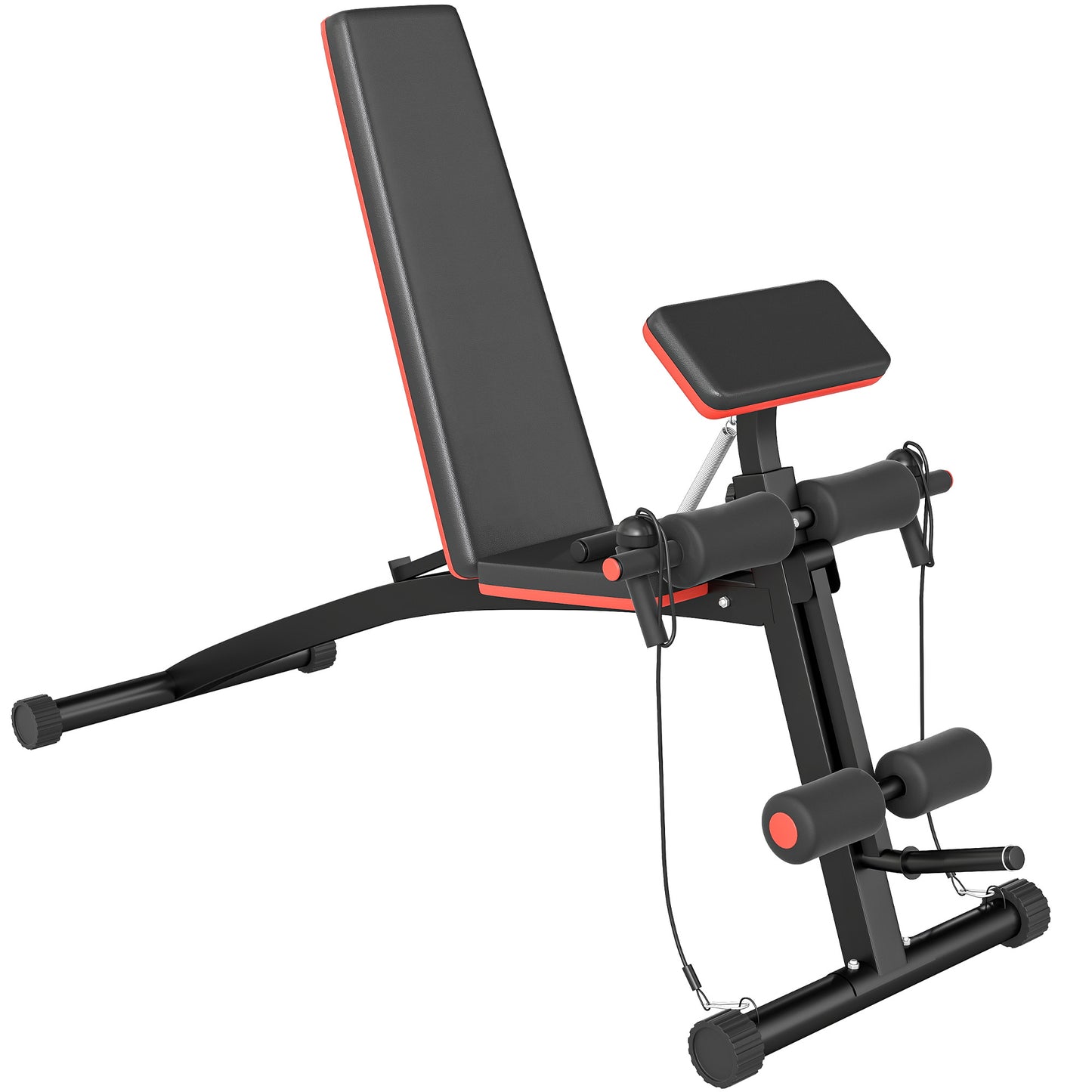 Photo of HOMCOM Foldable Weight Bench, Adjustable Strength Training Sit Up Ab Bench, Incline/Decline, Red in Red colour on a white background