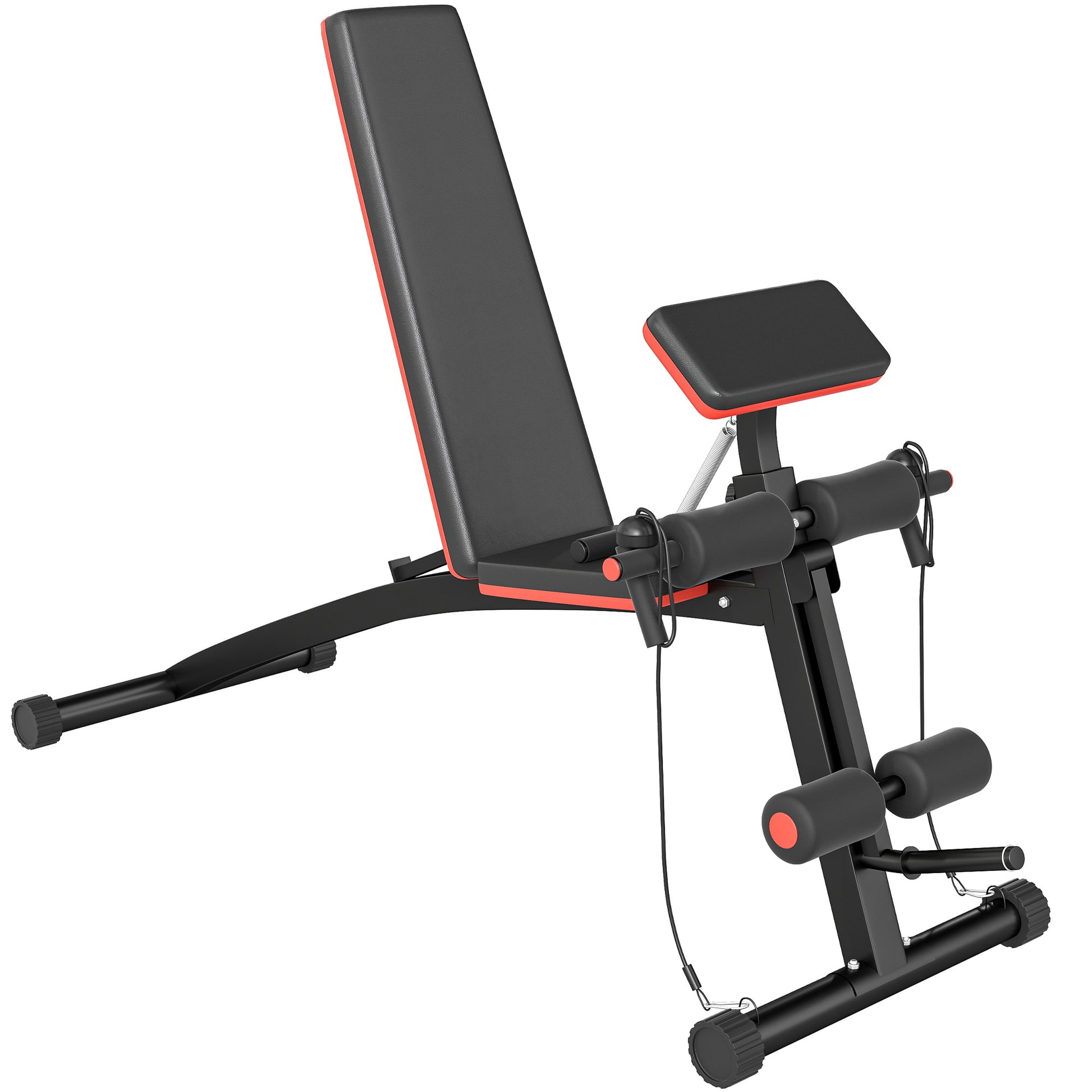 Photo of HOMCOM Foldable Weight Bench, Adjustable Strength Training Sit Up Ab Bench, Incline/Decline, Red in Red colour on a white background