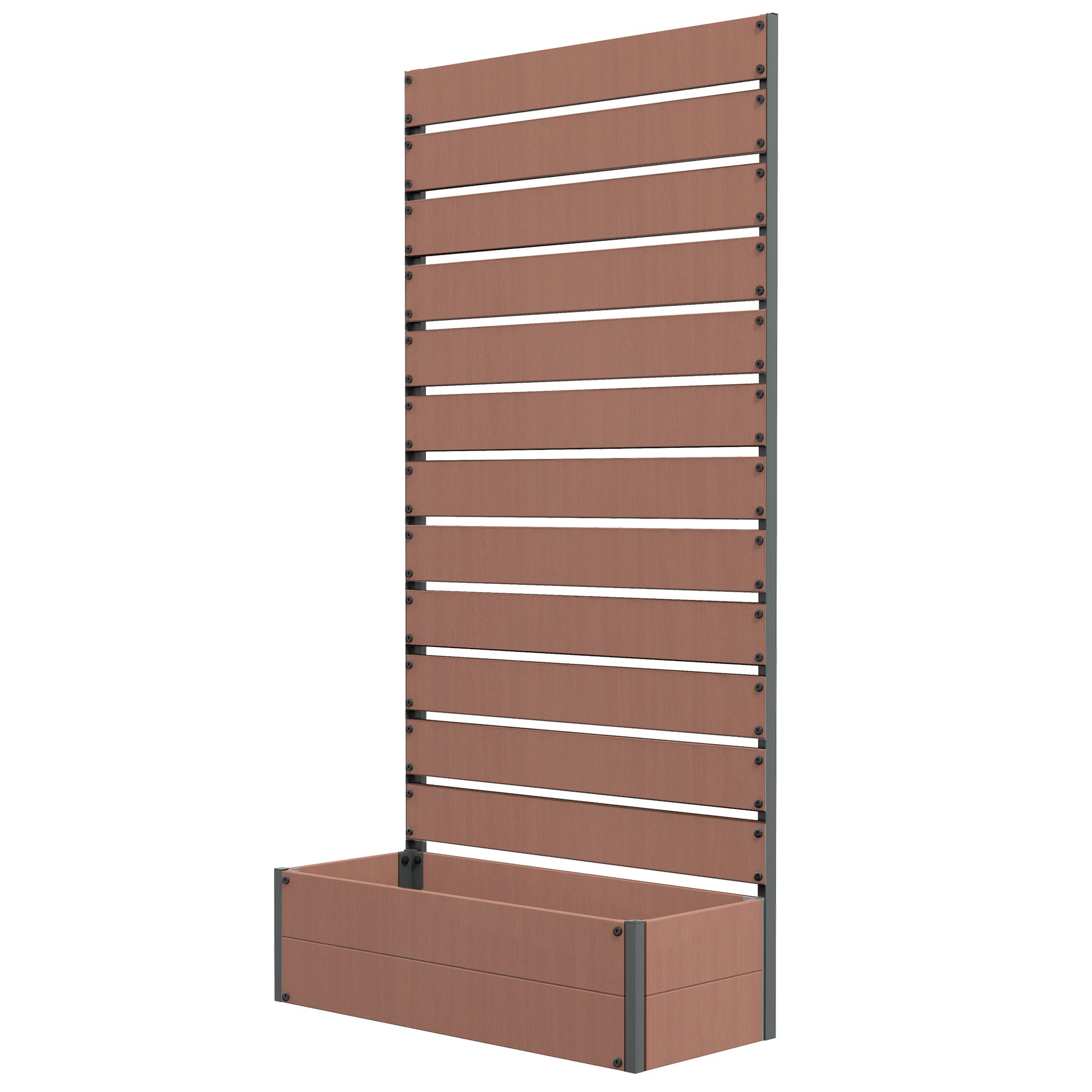 Photo of Outsunny Raised Bed for Garden, Planter with Trellis for Climbing Plants, Vines, Planter Box with Drainage Gap, Light Brown in Brown colour on a white background