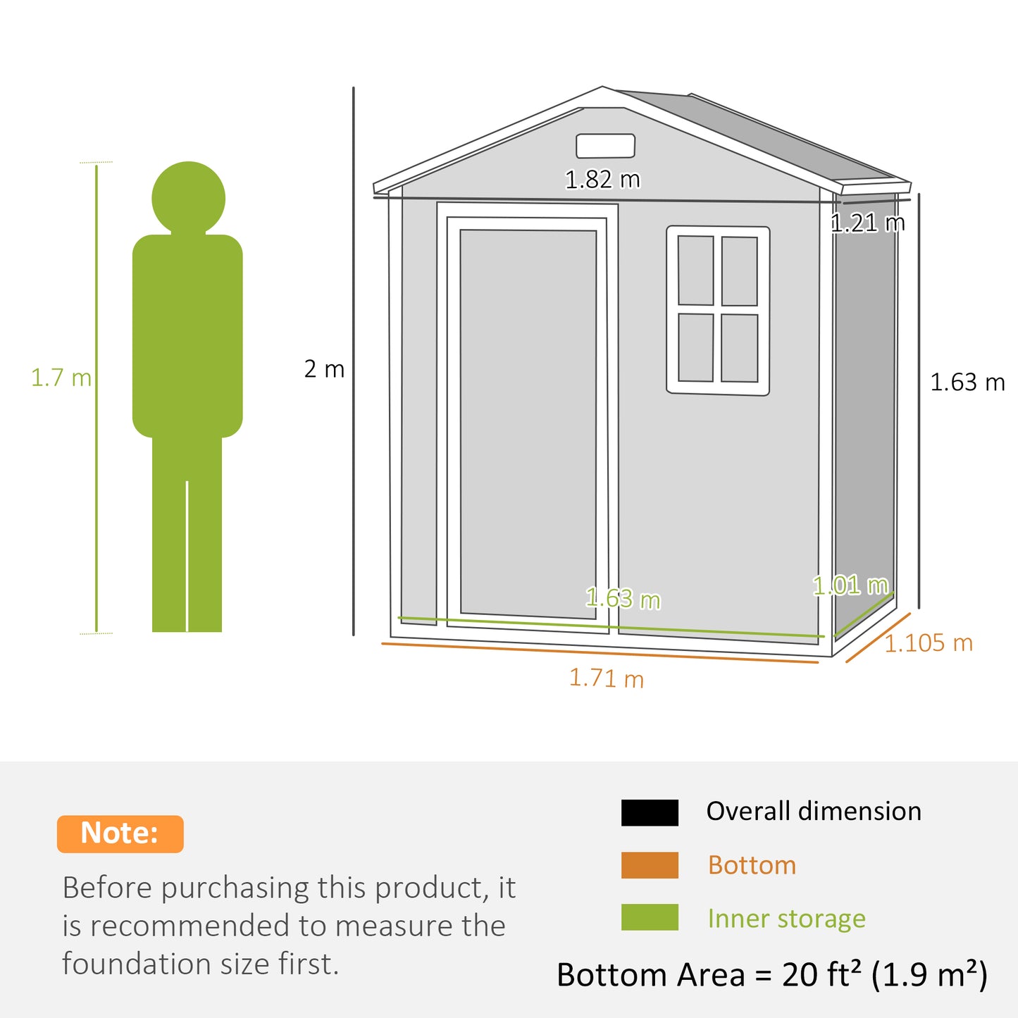 Outsunny 6 x 4ft Plastic Shed with Floor, Wood Effect Resin Garden Shed with Window, Lockable Door, Lock and Keys, Vents, All Weather Resistant for Outdoor, Patio, Lawn, Grey